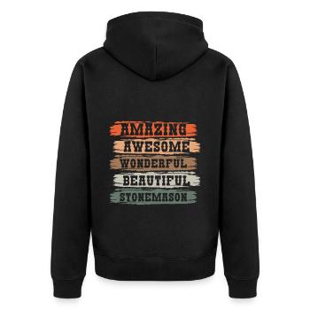 Steinmetz Steine Arbeiter - Unisex Premium Bio Zip Hoodie - Schwarz - Hinten - Nico (187cm)