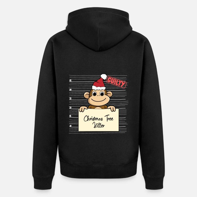 Weihnachtsbaum Umschubser Affe - Unisex Premium Bio Zip Hoodie - Schwarz