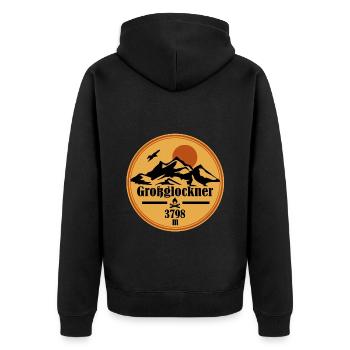 großglockner - Unisex Premium Bio Zip Hoodie - Schwarz - Hinten - Nico (187cm)