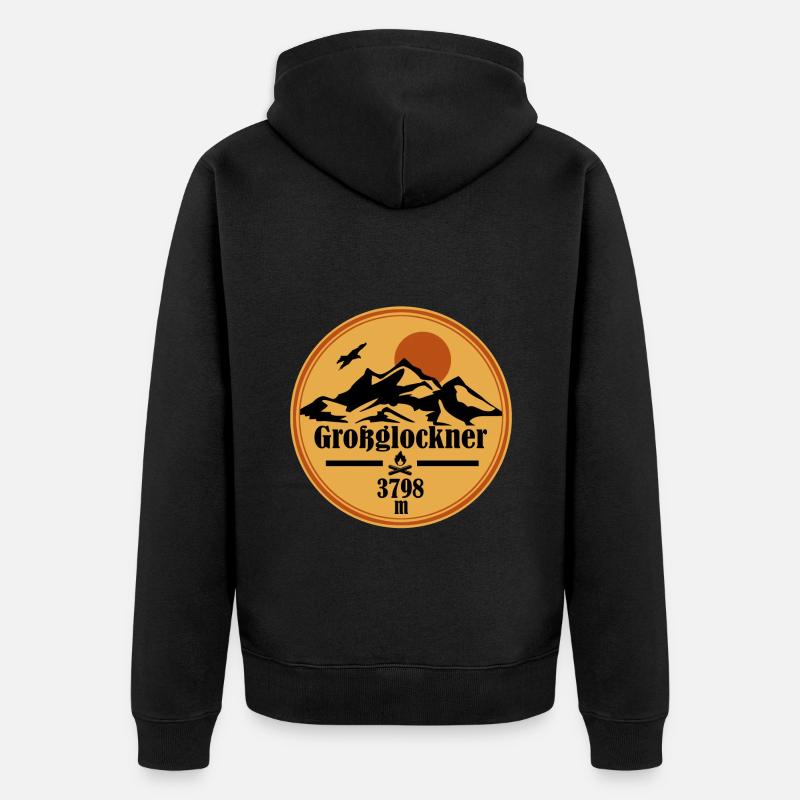 großglockner - Unisex Premium Bio Zip Hoodie - Schwarz
