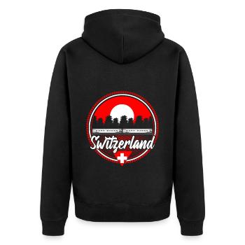 Switzerland Neutrality Flag Gift Idea - Unisex Premium Organic Zip Hoodie - black - Back - Nico (187cm)