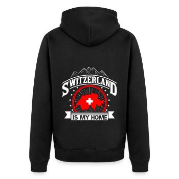 Schweiz Schweizerisch Herkunft Geschenk - Unisex Premium Bio Zip Hoodie - Schwarz - Hinten - Nico (187cm)