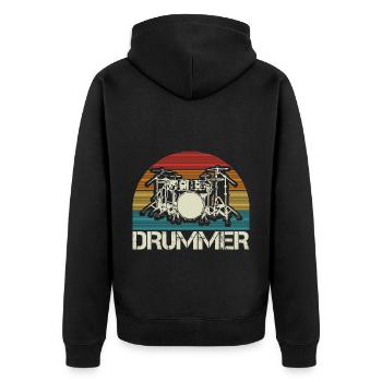 Schlagzeug Band Geschenkidee - Unisex Premium Bio Zip Hoodie - Schwarz - Hinten - Nico (187cm)