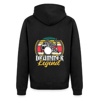 Schlagzeug Drumsticks Trommler Geschenkidee - Unisex Premium Bio Zip Hoodie - Schwarz - Hinten - Nico (187cm)
