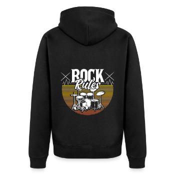 Schlagzeug Drummer Snare - Unisex Premium Bio Zip Hoodie - Schwarz - Hinten - Nico (187cm)