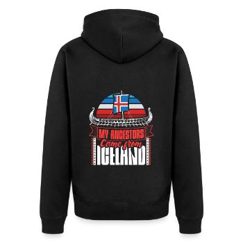 Iceland State - Unisex Premium Organic Zip Hoodie - black - Back - Nico (187cm)
