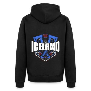 Island Reykjavik Stolz - Unisex Premium Bio Zip Hoodie - Schwarz - Hinten - Nico (187cm)
