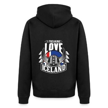Iceland Volcanic Island Fahne - Unisex Premium Organic Zip Hoodie - black - Back - Nico (187cm)