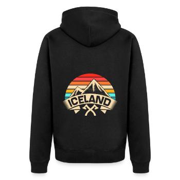 Island Reykjavik Geschenkidee - Unisex Premium Bio Zip Hoodie - Schwarz - Hinten - Nico (187cm)