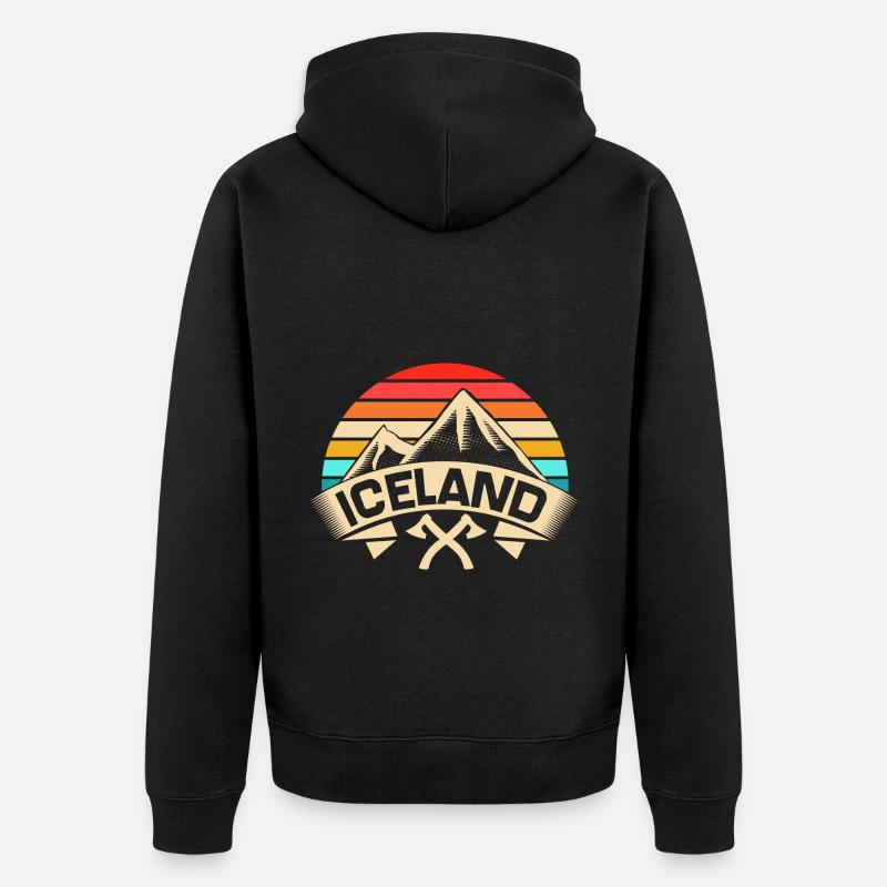 Island Reykjavik Geschenkidee - Unisex Premium Bio Zip Hoodie - Schwarz