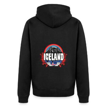 Island Pferde Geschenk - Unisex Premium Bio Zip Hoodie - Schwarz - Hinten - Nico (187cm)