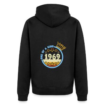 1969 - Unisex Premium Bio Zip Hoodie - Schwarz - Hinten - Nico (187cm)