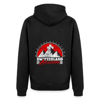 Don de l’Etat des Alpes suisses - Veste à capuche bio Premium Unisexe - noir - Dos - Nico (187cm)