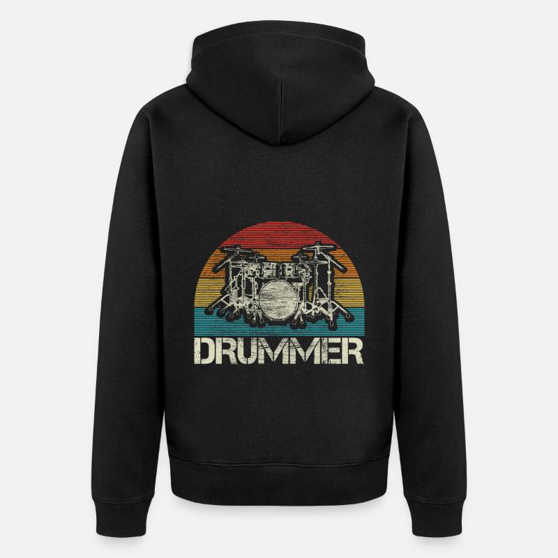 Drums Drummer Gift - Veste à capuche bio Premium Unisexe - noir