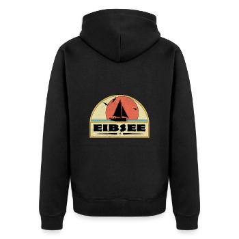 Eibsee - Unisex Premium Bio Zip Hoodie - Schwarz - Hinten - Nico (187cm)