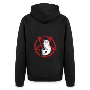 Dark cat pentacle occulte Halloween - Veste à capuche bio Premium Unisexe - noir - Dos - Nico (187cm)