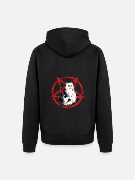 Pentacolo occulto del gatto scuro Halloween - Felpa con cappuccio ecologica premium unisex - nero