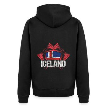 Cadeau d’origine insulaire volcanique islandaise - Veste à capuche bio Premium Unisexe - noir - Dos - Nico (187cm)