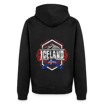 Iceland Nordic Pride - Unisex Premium Organic Zip Hoodie - black - Back - Nico (187cm)