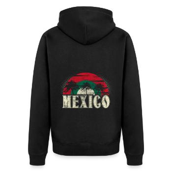 Mexiko Salsa Wappen Geschenkidee - Unisex Premium Bio Zip Hoodie - Schwarz - Hinten - Nico (187cm)