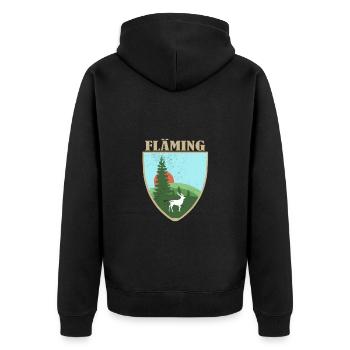 Fläming mit Hirsch - Unisex Premium Bio Zip Hoodie - Schwarz - Hinten - Nico (187cm)