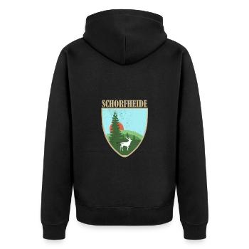 Schorfheide 02 - Unisex Premium Bio Zip Hoodie - Schwarz - Hinten - Nico (187cm)
