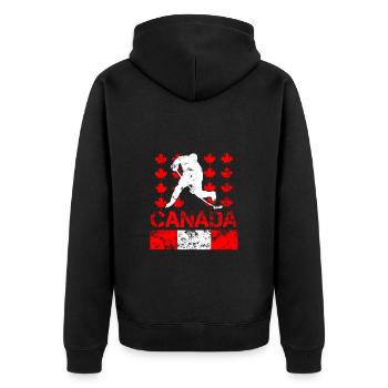 Eishockey Kanada - Unisex Premium Bio Zip Hoodie - Schwarz - Hinten - Nico (187cm)