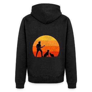 Bass Guitar Player Musician Bassist Cat Dog Animal - Unisex Premium Organic Zip Hoodie - black - Back - Nico (187cm)
