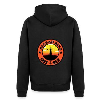 Leuchtturm Ostsee Binz - Unisex Premium Bio Zip Hoodie - Schwarz - Hinten - Nico (187cm)