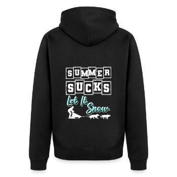 Rodeln Wintersport Rutschen - Unisex Premium Bio Zip Hoodie - Schwarz - Hinten - Nico (187cm)