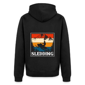 Rodeln Schlittenfahren Rutschen - Unisex Premium Bio Zip Hoodie - Schwarz - Hinten - Nico (187cm)