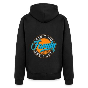 Liebe Treffen Familienfest - Unisex Premium Bio Zip Hoodie - Schwarz - Hinten - Nico (187cm)