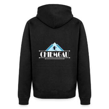 Chiemgau - Unisex Premium Bio Zip Hoodie - Schwarz - Hinten - Nico (187cm)