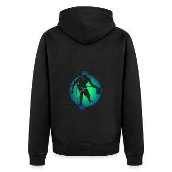 Invertierte Silhouette Sport Basketball Kunst - Unisex Premium Bio Zip Hoodie - Schwarz - Hinten - Nico (187cm)