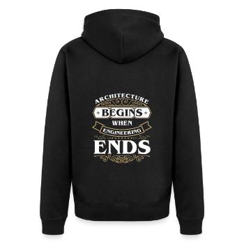 Engineer House - Unisex Premium Organic Zip Hoodie - black - Back - Nico (187cm)