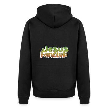 Jesus Fanclub - Unisex Premium Bio Zip Hoodie - Schwarz - Hinten - Nico (187cm)