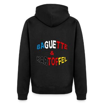 Deutsch-Franzose französisch Kartoffel Geschenk - Unisex Premium Bio Zip Hoodie - Schwarz - Hinten - Nico (187cm)