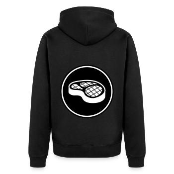 Meat steak symbol - Unisex Premium Organic Zip Hoodie - black - Back - Nico (187cm)