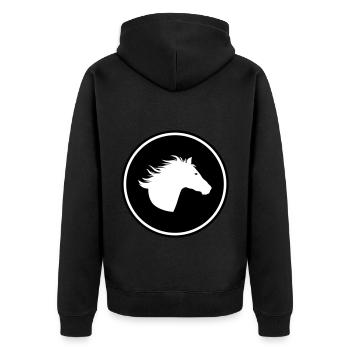 Pferd Horse icon - Unisex Premium Bio Zip Hoodie - Schwarz - Hinten - Nico (187cm)