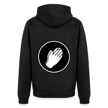 Hands icon - Unisex Premium Organic Zip Hoodie - black - Back - Nico (187cm)