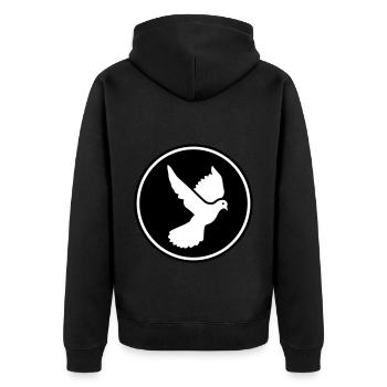 Dove symbol - Unisex Premium Organic Zip Hoodie - black - Back - Nico (187cm)