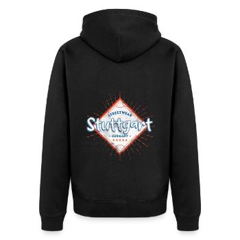 Stuttgart Germany City Skyline Home Love - Unisex Premium Organic Zip Hoodie - black - Back - Nico (187cm)