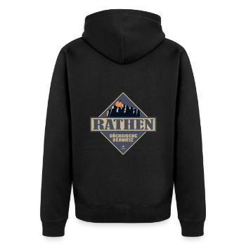 sächsische Schweiz Rathen - Unisex Premium Bio Zip Hoodie - Schwarz - Hinten - Nico (187cm)