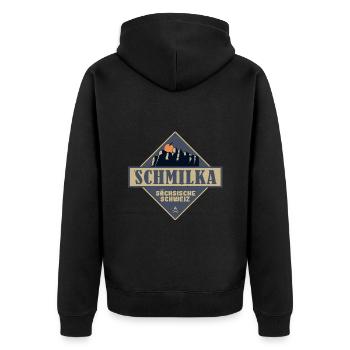 sächsische Schweiz Schmilka - Unisex Premium Bio Zip Hoodie - Schwarz - Hinten - Nico (187cm)