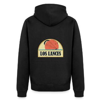 Kitesurfing Los Lances - Unisex Premium Bio Zip Hoodie - Schwarz - Hinten - Nico (187cm)