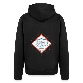 Ulm Deutschland Stadt Skyline Heimat Liebe - Unisex Premium Bio Zip Hoodie - Schwarz - Hinten - Nico (187cm)