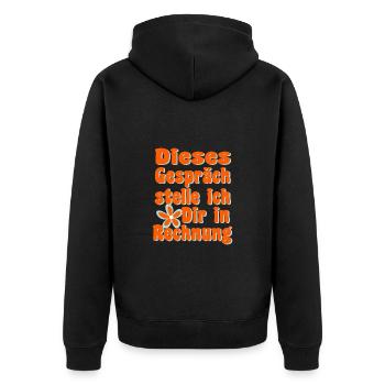 diese Unterhaltungstelle ich dir in Rechnung - Unisex Premium Bio Zip Hoodie - Schwarz - Hinten - Nico (187cm)