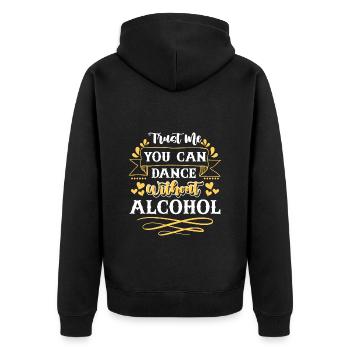 Bier Trinken Alkoholfreies Bier - Unisex Premium Bio Zip Hoodie - Schwarz - Hinten - Nico (187cm)