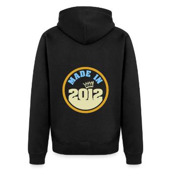 Made in 2012 - Unisex Premium Bio Zip Hoodie - Schwarz - Hinten - Nico (187cm)