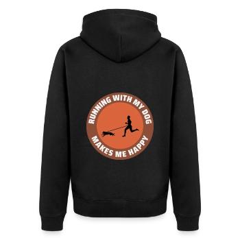 Canicross Trail Running Hund Sport Outdoor Hobby - Unisex Premium Bio Zip Hoodie - Schwarz - Hinten - Nico (187cm)